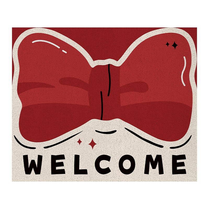 入户地垫蝴蝶结高级感家用门口丝圈门垫防滑耐脏可裁剪进门脚垫子