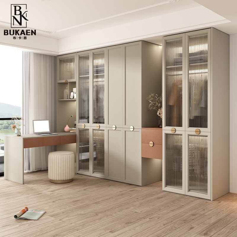 福人精板实木大衣柜组合整体衣柜主卧室衣帽间柜带化妆台一门到顶