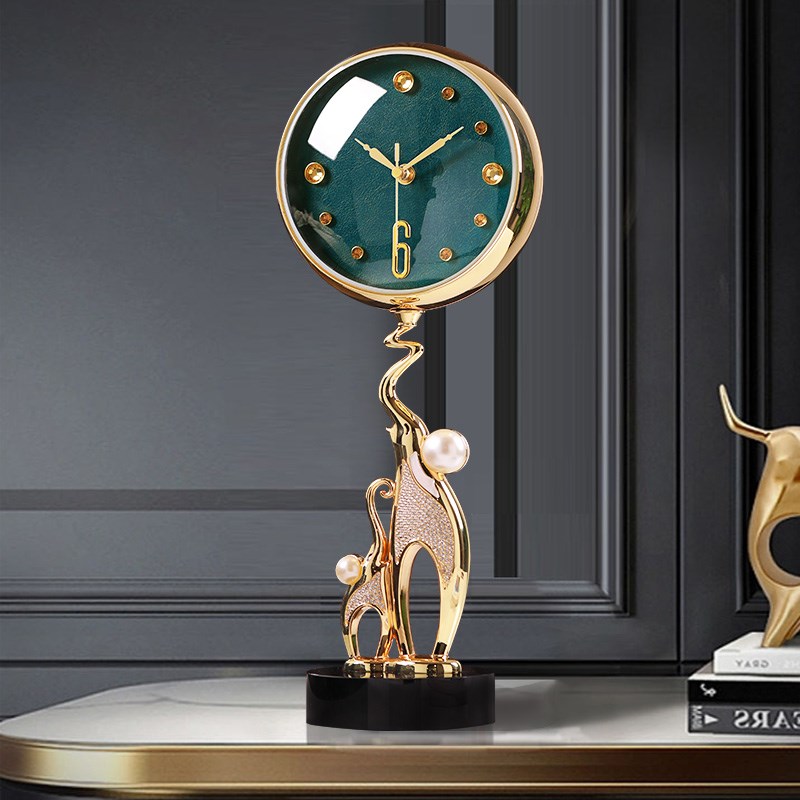 2024新款轻奢装饰品座钟家用高档艺术时钟摆台式桌面高级钟表摆件