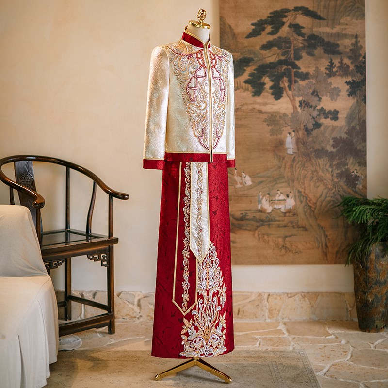 男装秀禾服2024新款中式结婚新郎敬酒服男款古装喜服男士唐装秀和