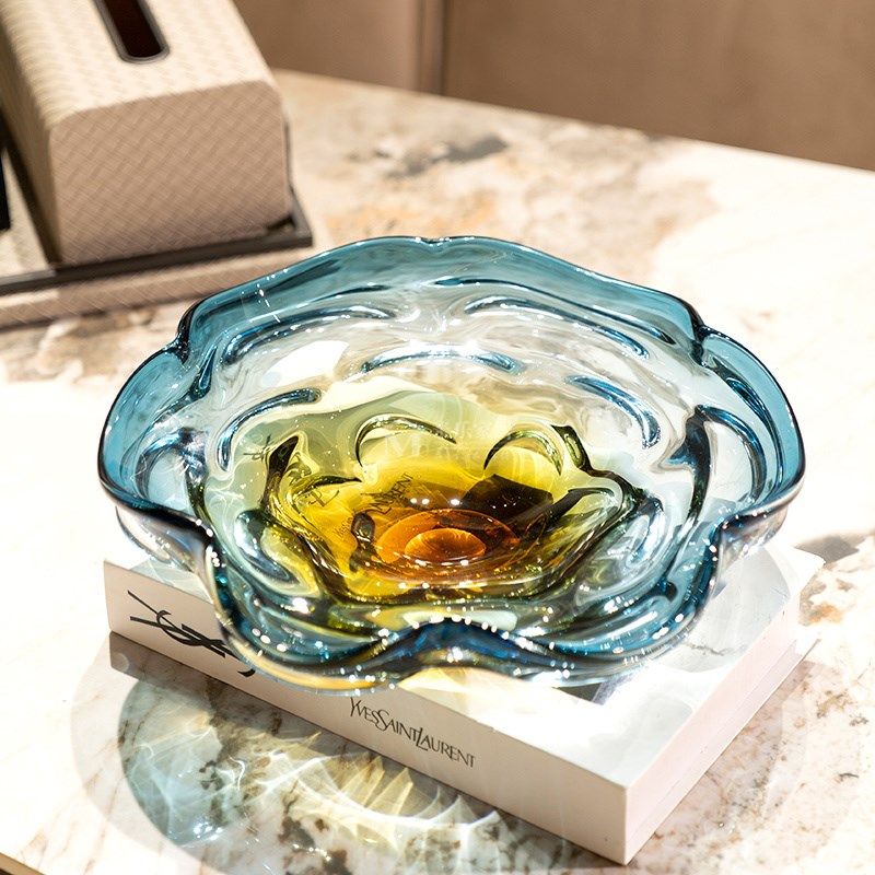 创意轻奢花边琉璃水果盘高级感渐变色家居装饰糖果盘高档琉璃摆件,家居饰品,果盘/果篓,淘宝优惠券,粉丝福利购,淘宝优惠卷