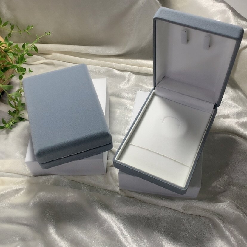 日本进口丝绒珍珠项链盒项链首饰盒丝绒套装盒悬挂式套装礼品盒