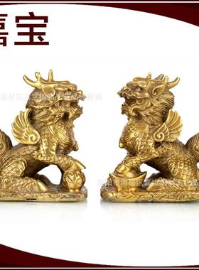 各种尺寸黄铜财福麒麟 铜麒麟 麒麟送子