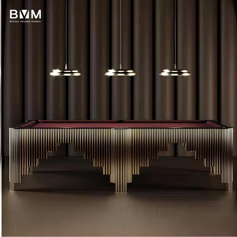 雅典娜金属不锈钢台球桌家用轻奢美式黑八花式九球标准型桌球台