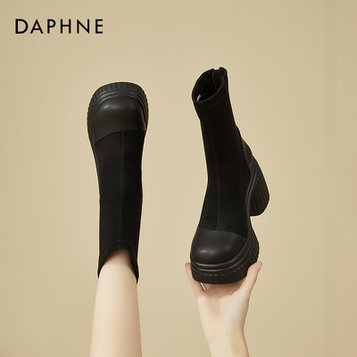 达芙妮洋气松糕小个子短靴