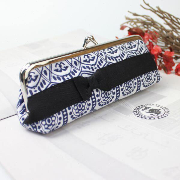 彩田织织锦包印花文创国潮手包女蓝色男女通用口金包笔袋盐文化