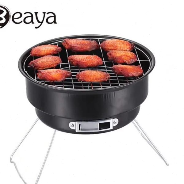 便携式简约圆形烧烤架户外不锈钢烧烤炉折叠冰包炉BBQ烤肉炉