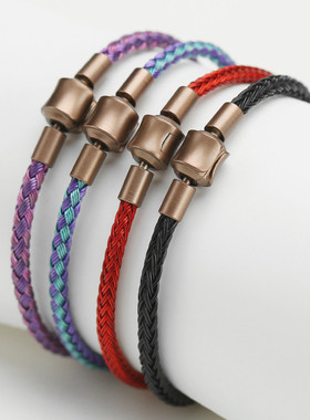 防水钢丝绳手g绳3D硬金饰品转运珠配绳可替换皮绳手链本命年红绳