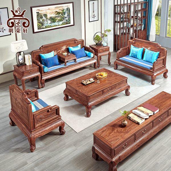 明荣轩国标红木刺猬紫檀中式新古典沙发花梨木松鹤沙发檀雕客厅,住宅家具,红木沙发,淘宝优惠券,粉丝福利购,淘宝优惠卷