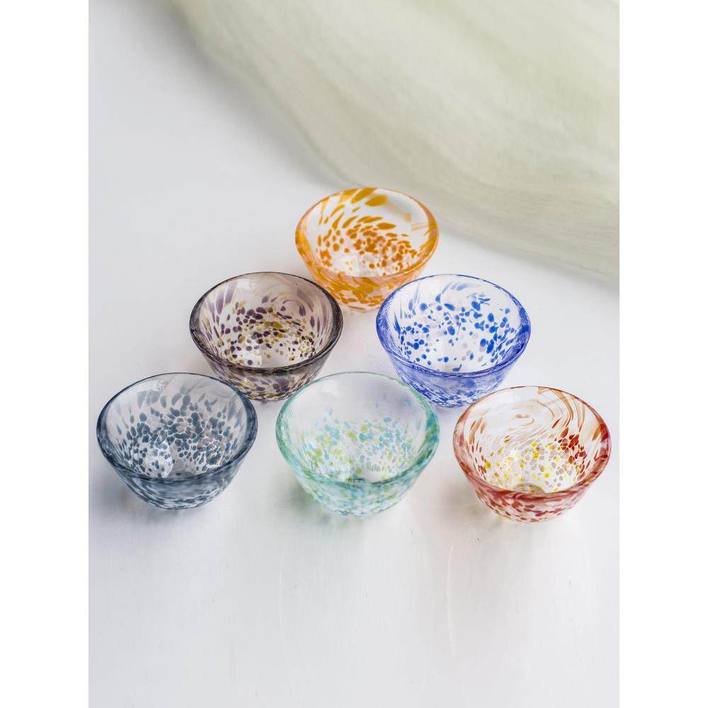 平替款RAMASOON手工烧酒冷酒清酒杯彩色玻璃小茶杯硝子杯