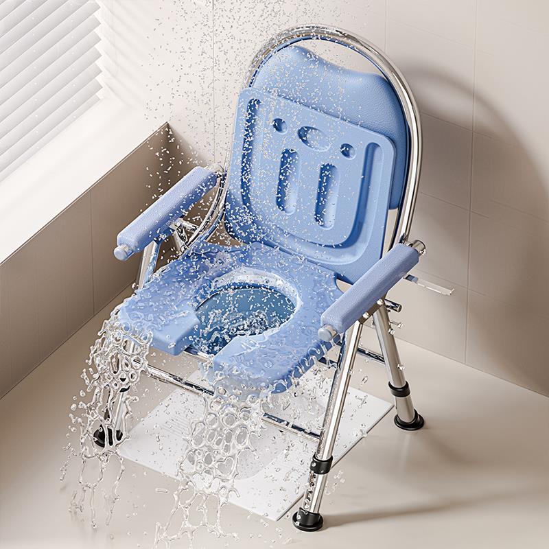 老人坐便器移动马桶洗澡两用老年人家用可折叠厕所椅子可携式坐便