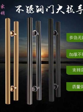 圆管黑色有框门烤漆门把手不锈钢玻璃门超市商场大门拉手推拉门定