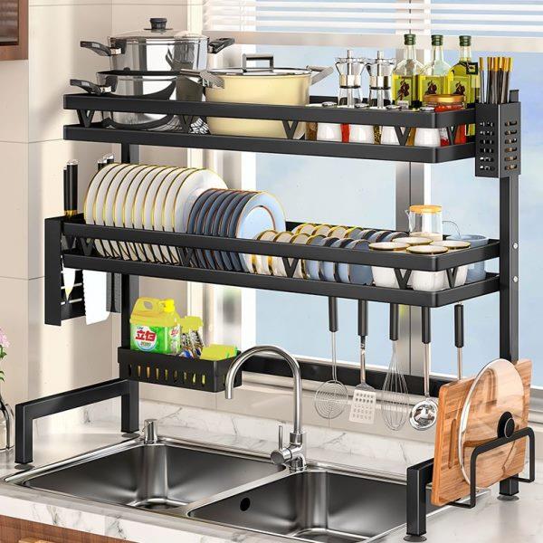 碗盘洗碗放碗碟收纳架上沥水架架架台面厨房水槽置物架水池多功能