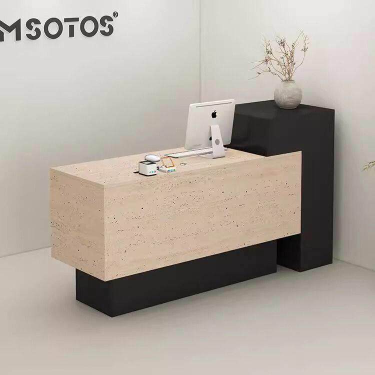 简约现代收银柜台服装店黑色吧台桌美容美发店小型前台女装店铺柜