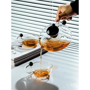 功夫小茶具碟子 飞碟壶个性 碗杯家用耐热玻璃高硼硅煮茶壶泡茶壶