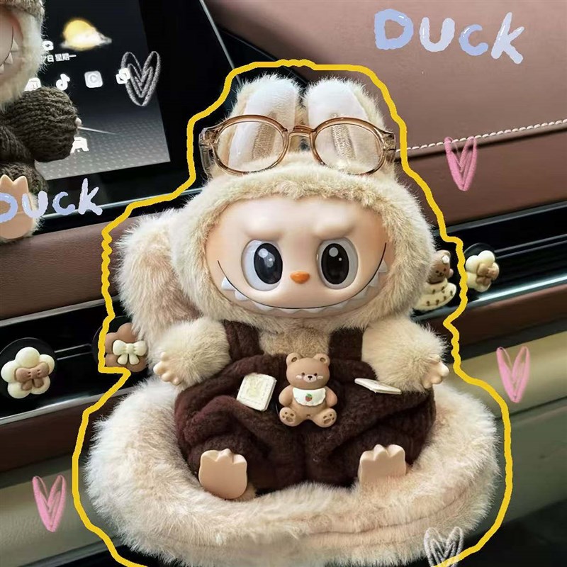 萌趣Labbubu拉布布安全座椅汽车内饰出风口摆件隐藏卡扣简单美观