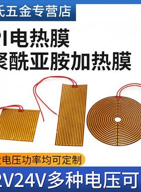 聚酰亚胺加热膜可控温发热片带胶恒温加热片JPI电加热膜12V24V