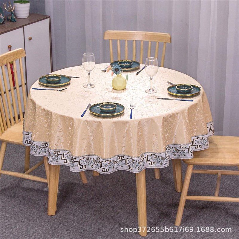 轻奢大圆桌布防水防油防烫免洗餐桌布酒J店餐厅家用台布加厚防油