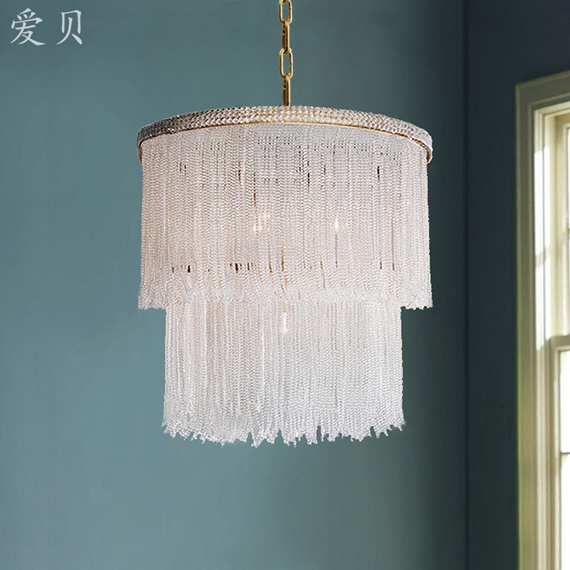 SY法式浪漫卷珠帘水晶全铜吊灯欧式重工欧美P风轻奢公主房间卧室