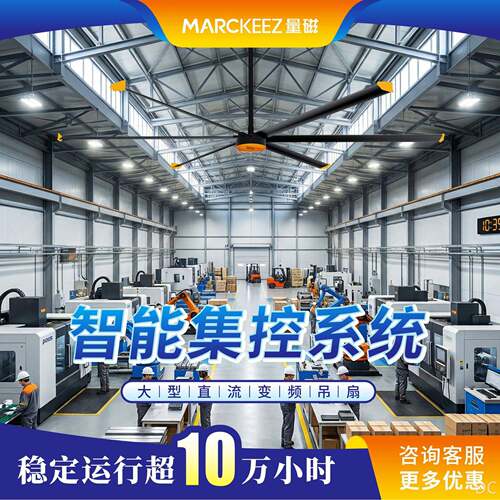 1200吊扇380w工业风扇7.3米永磁工业大吊扇降温通风环保节能大