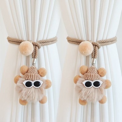 窗帘绑带结婚可爱小煤球r窗帘绑带创意纱帘卡通装饰收拢绳扎束带