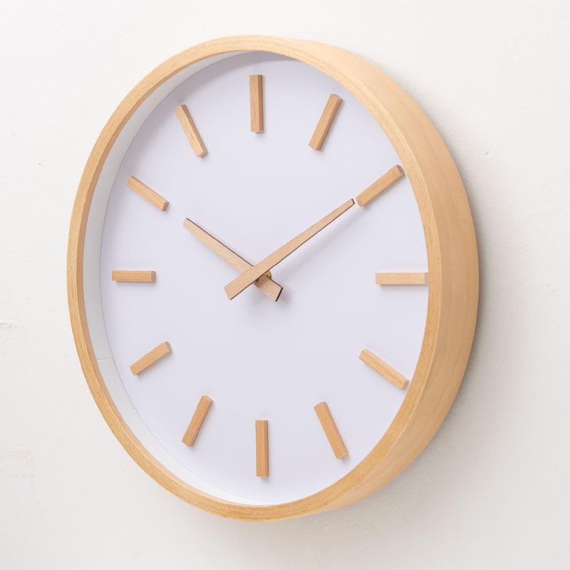 实木时钟客厅超静音钟表原木质挂钟D创意大气潮流北欧现代简约时
