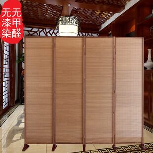 中式 丝竹屏风隔断客厅现代简约折屏折叠移动卧室时尚 实木玄关屏风