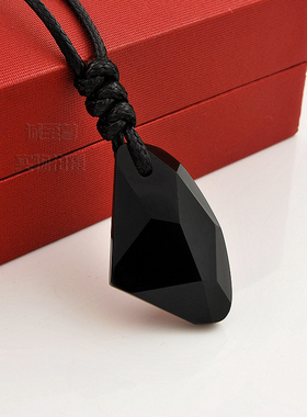 许愿石吊坠彩虹眼黑曜石个性简约G男女情侣项链时尚韩版包邮