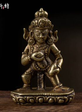 玄关米 财神供随身可铜尼泊尔铜像家居用品 黑7厘拉藏巴摆件小水