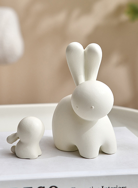 现简约创意萌兔摆件治愈系公室工位桌面装饰品解X压女生小礼物