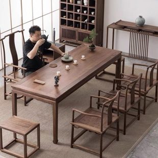 茶桌椅组合老榆木实木茶台禅意功夫茶几家用茶室家具泡茶桌 新中式