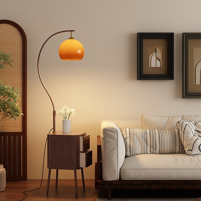 法式中古风落f地灯客厅卧室轻奢高级沙发旁边几床头柜复古台灯一