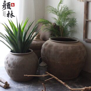 罐大缸复古泥种土罐大坛花坛土陶土胖盆陶坛粗陶缸陶罐子花盆瓦树