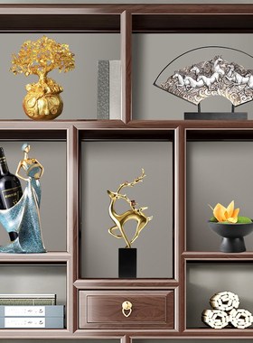 新中式老板茶室办公室高s档摆件领导高端大气上档次博古架装饰品