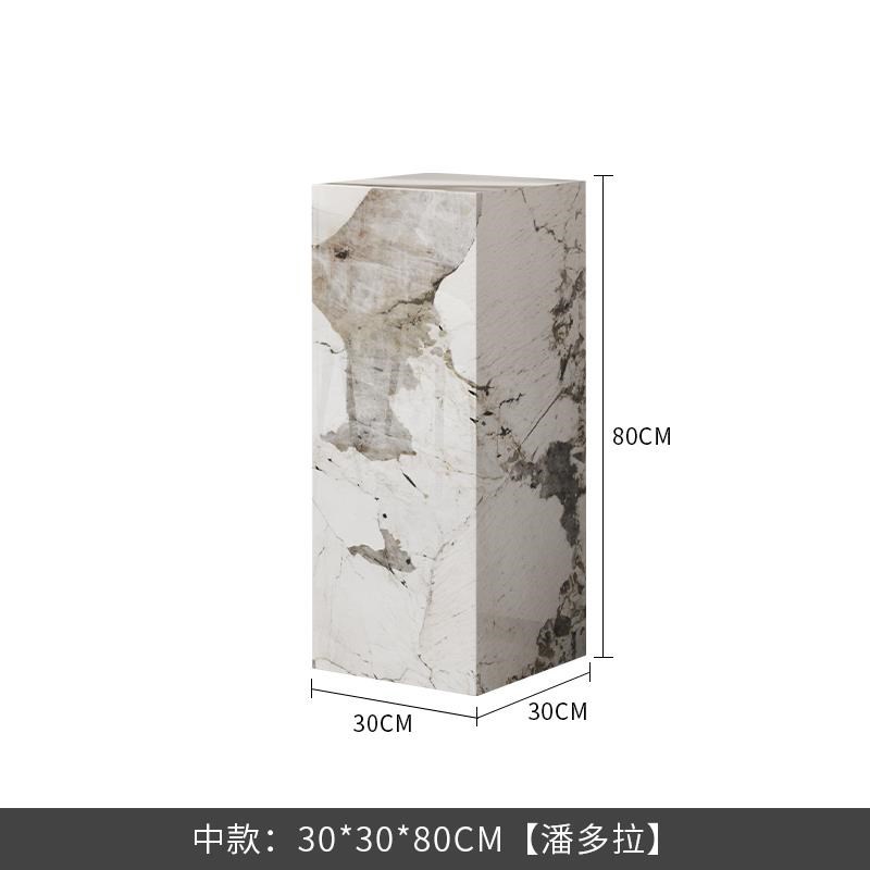 拿破伦黑岩板花架底座大理石纹客厅边几J电视柜旁酒店展厅装饰摆