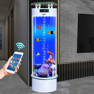 智能落地金鱼 鱼缸客厅a小型圆柱亚克力水族箱家用生态免换水立式