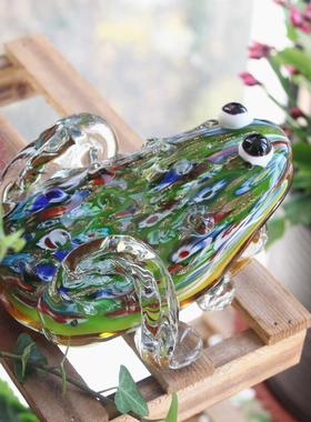 创意时尚北欧玻璃装饰品仿真动物造景手工琉璃青蛙可爱工艺品摆件