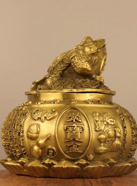 聚宝盆金蟾摆件全铜五路财神三足蟾蜍龙头貔貅储钱罐家居开业礼品