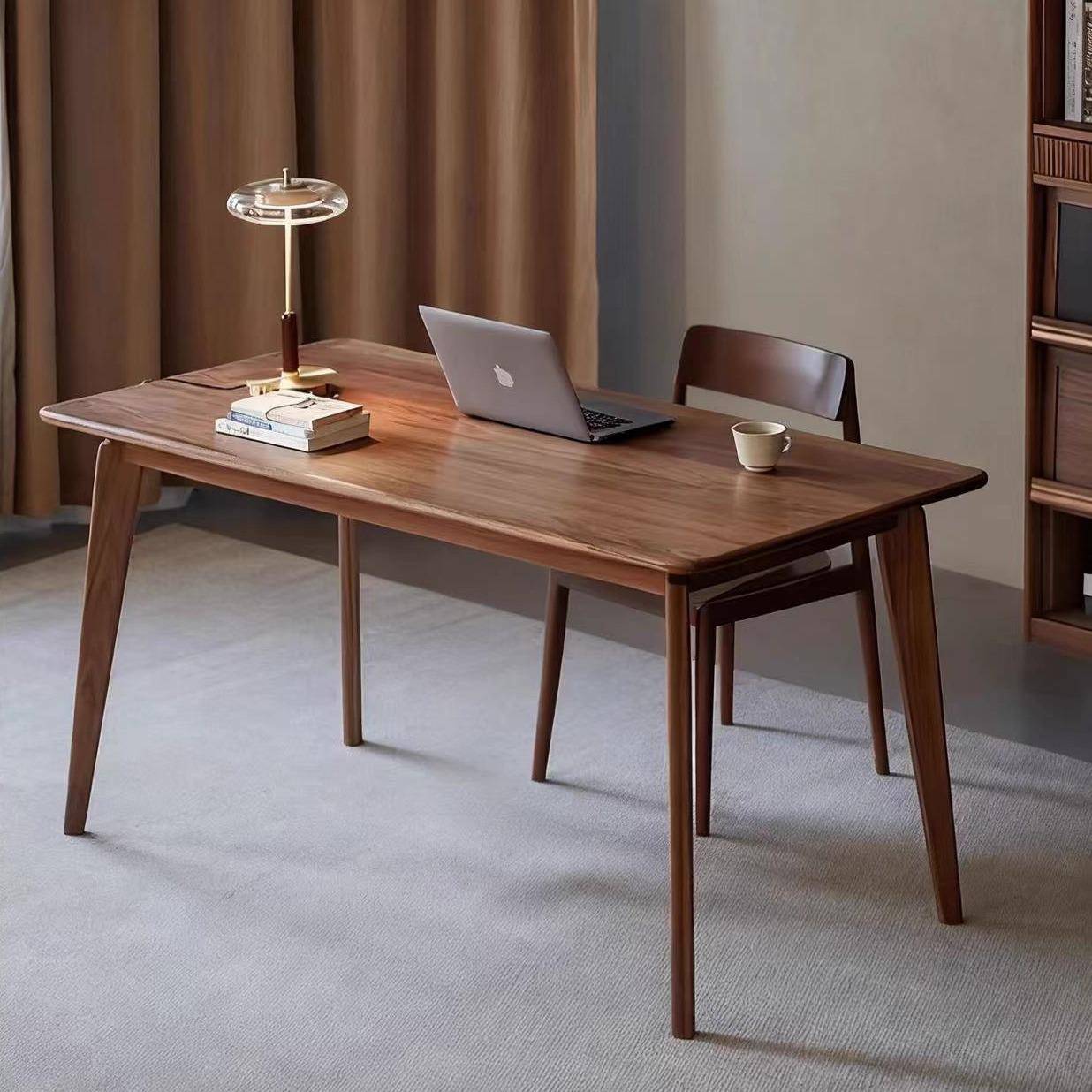 北美黑胡桃木餐桌大板书桌小户型家用2025新款长方形全实木餐桌椅