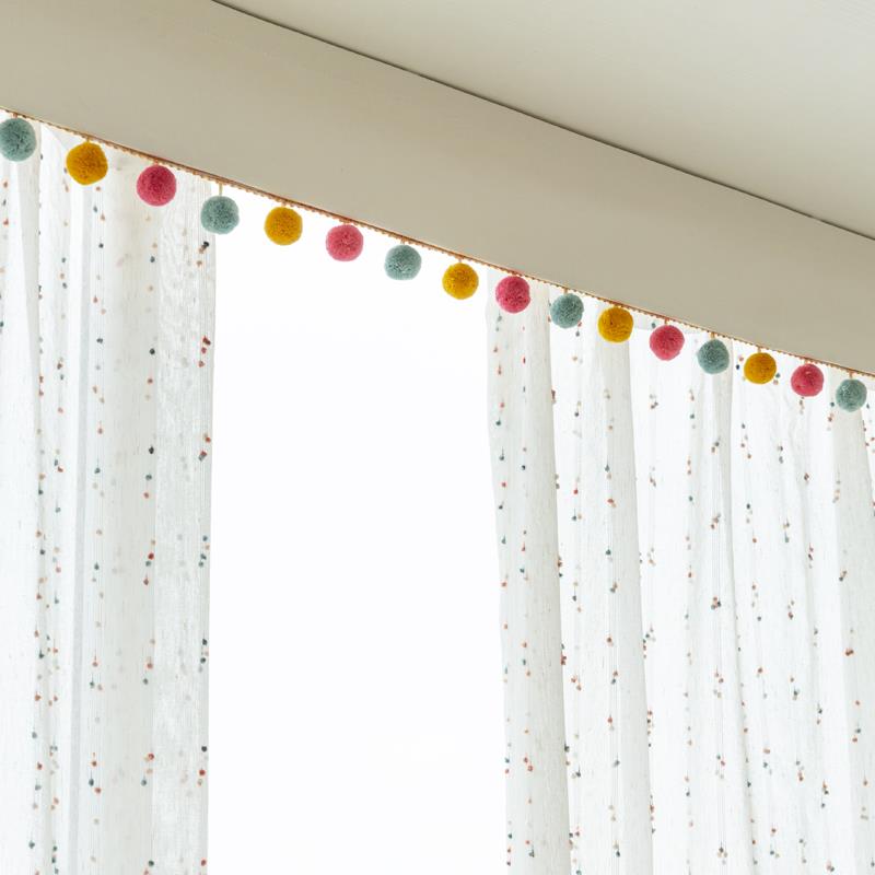 ins风多巴胺儿童房防漏光窗帘帘头免安装窗幔飘窗幔头自粘魔术贴