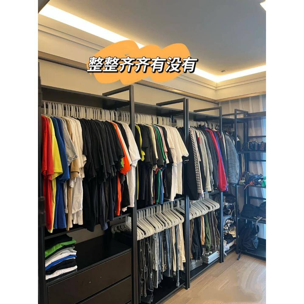【包安装】步入式衣帽间架子卧室衣服金属框抽屉落地铁艺组合衣柜