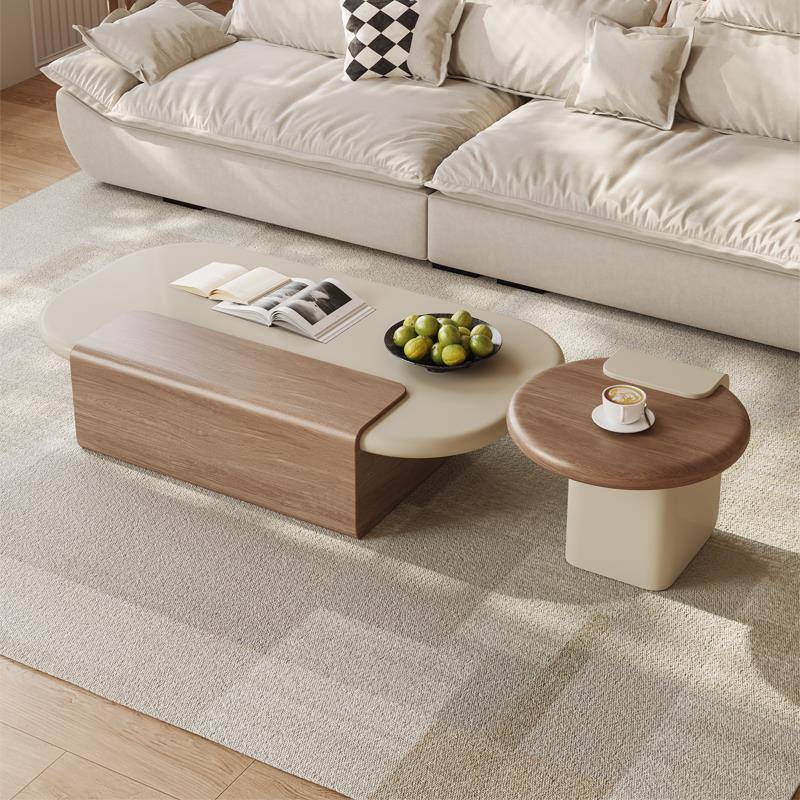 中古奶油风边几茶几电视柜组合客厅家用小户型现代简约2025新款