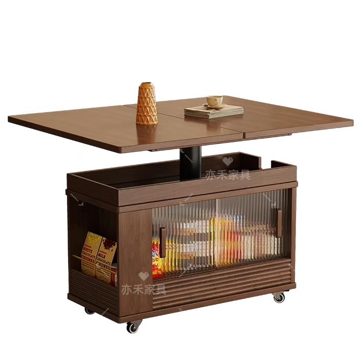 实木茶几可移动升降折叠茶几小户型客厅家用沙发边柜推车边几角几