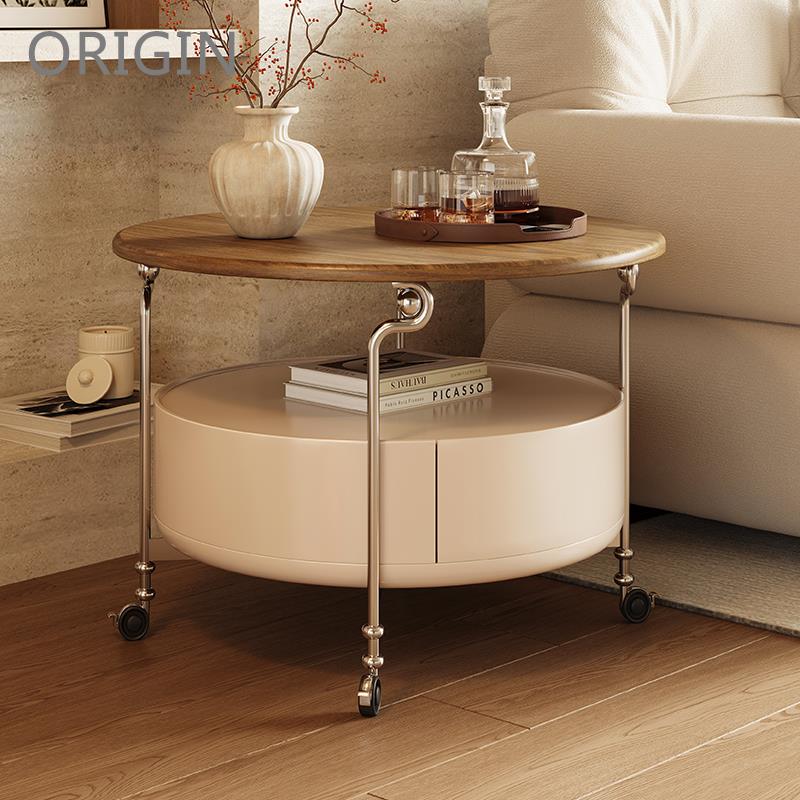 中古风小推车可移动边几客厅不锈钢茶几设计师高级感现代简约