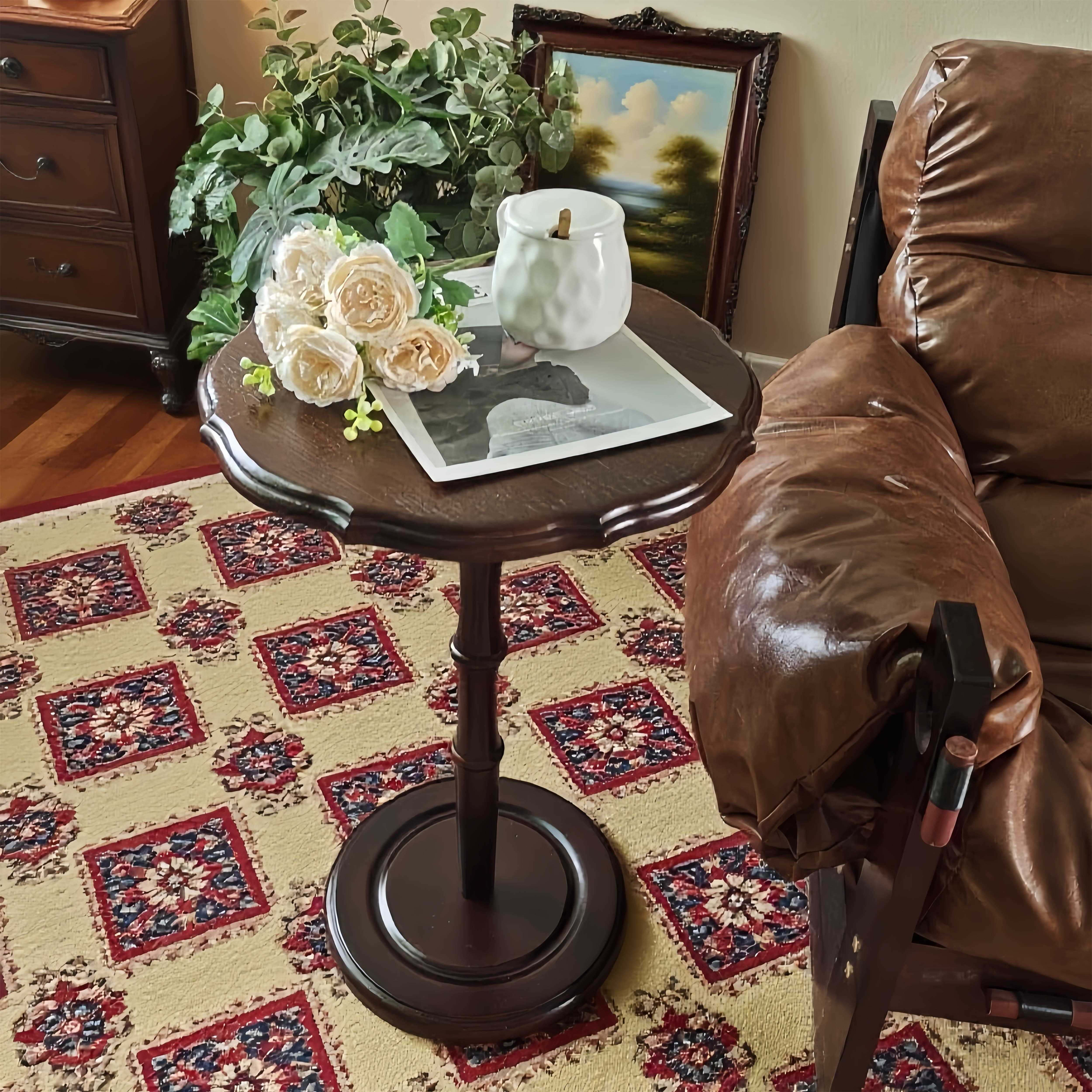 美式覆古创意实木中世纪小边桌咖啡桌客厅卧室阳台沙发家床头柜休