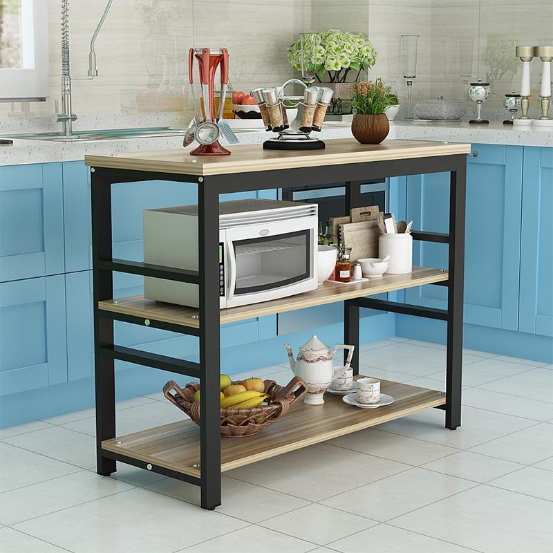 厨房切菜桌备餐操作工作台储物收纳架置物架长方形小桌子家用长桌