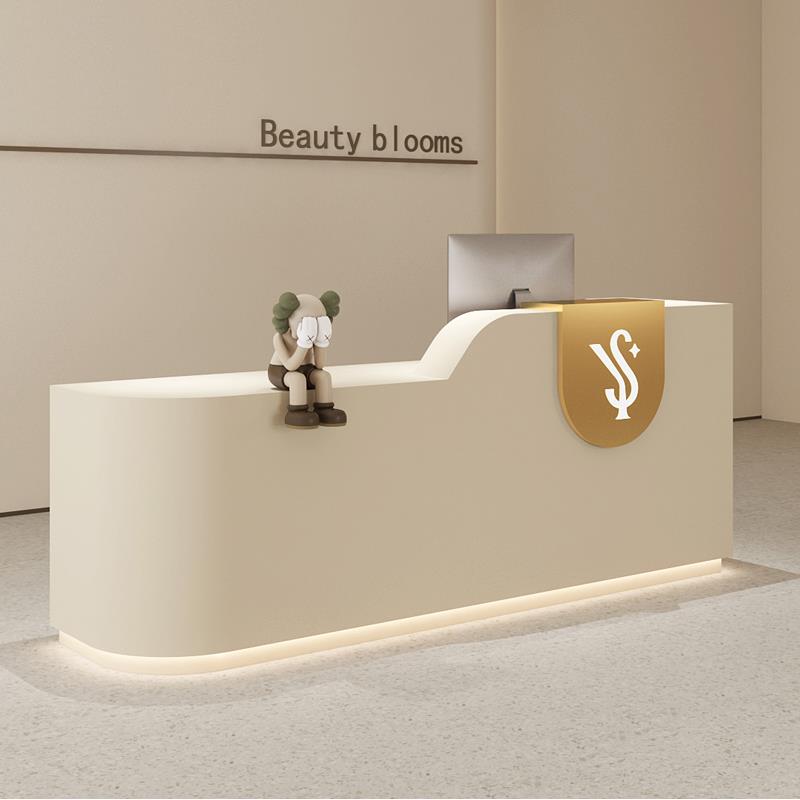 弧形服装店吧台桌收银台柜台简约现代美容院护士站小型前台接待台