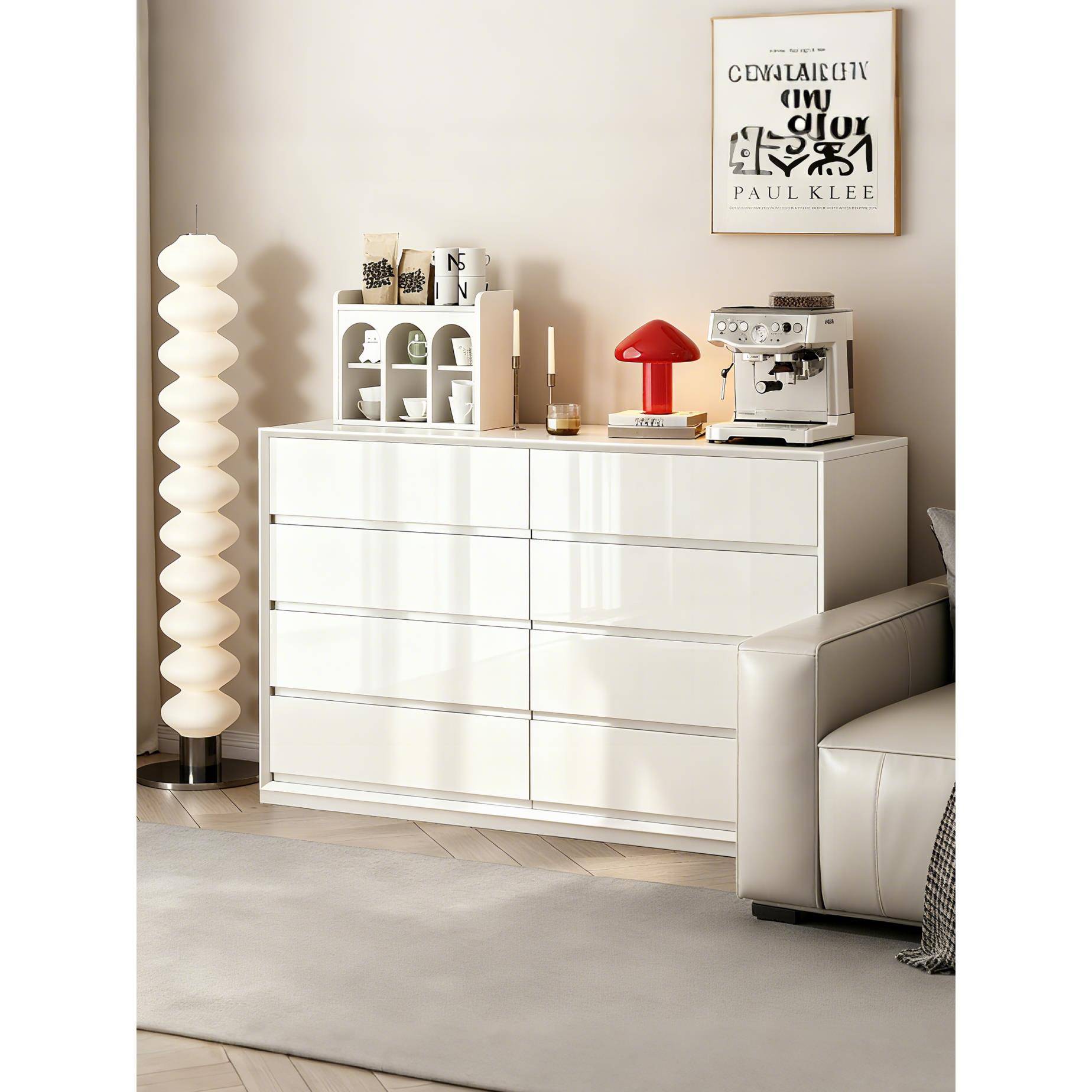 菲利特意式极简钢制八斗柜客厅储物餐边柜卧室床头柜抽屉收纳柜