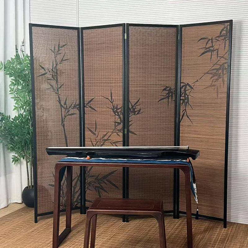 新中式屏风隔断客厅入户玄关办公室遮挡宋代美学折叠移动屏风竹编