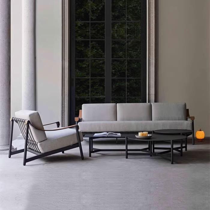 户外沙发庭院防雨防晒花园别墅露台铝合金沙发茶几藤编椅家具组合